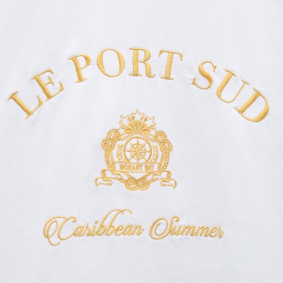 French Coast Aesthetic Graphic Nautical Tshirt Caribbean Summer Embroidered gold - Picture 2 of 5